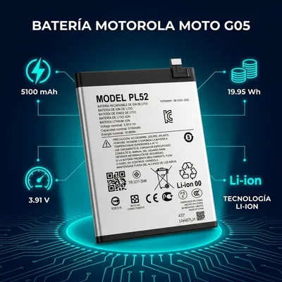 Batería para Moto G05 5200mAh — vista posterior