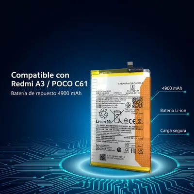 Batería para Redmi A3 4900mAh — detalle de celda