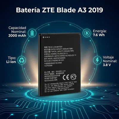 Batería para ZTE Blade A3 2019 L8 2000mAh — vista posterior