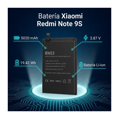 Batería para Redmi Note 9S — vista posterior