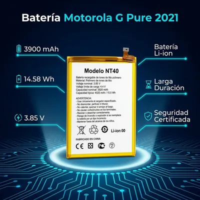 Batería para Moto E20 3900mAh — vista posterior