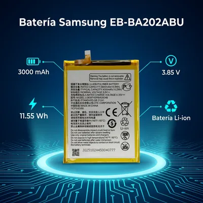 Batería para Samsung A10 2920mAh — vista posterior