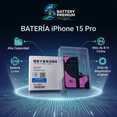 Batería para iPhone 15 Pro 3274mAh — vista posterior