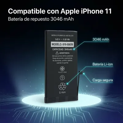 Batería para iPhone 11 3110mAh — detalle de celda