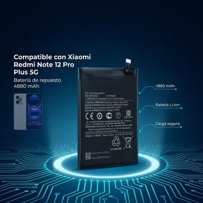 Batería para Redmi Note 12 Pro Plus 5G 4880mAh — detalle de celda