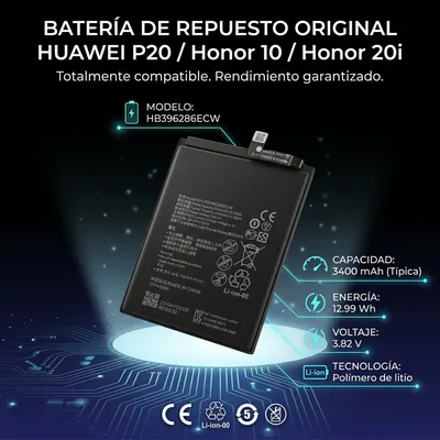 Batería para Huawei P20 3400mAh — vista posterior