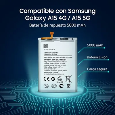 Batería para Samsung A15 4G 4900mAh — detalle de celda