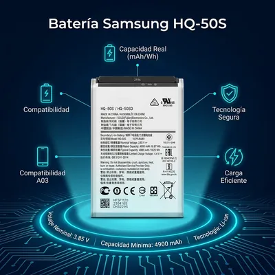 Batería para Samsung A03 4900mAh — vista posterior