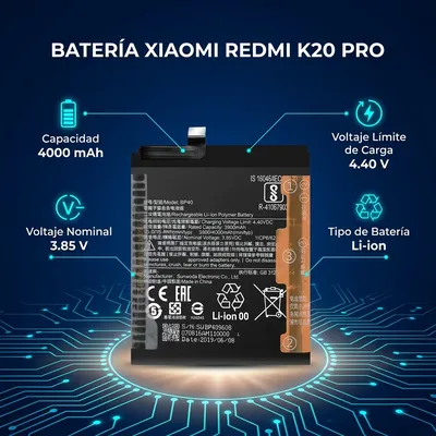 Batería para Redmi K20 Pro 3800mAh — vista posterior