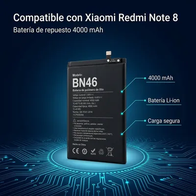 Batería para Redmi Note 8 3900mAh — detalle de celda