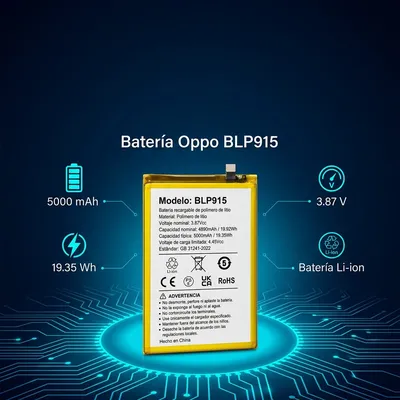 Batería para Oppo A17 4G 4890mAh — vista posterior