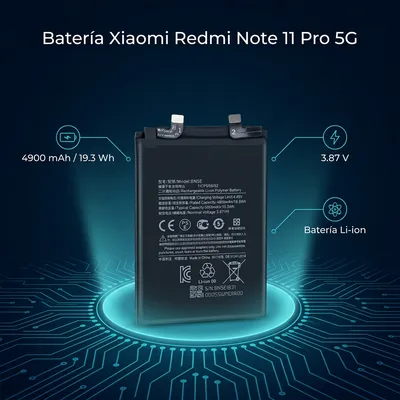 Batería para Redmi Note 11 Pro 5G 5000mAh — vista posterior