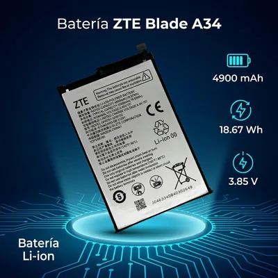 Batería para ZTE Blade A34 — vista posterior